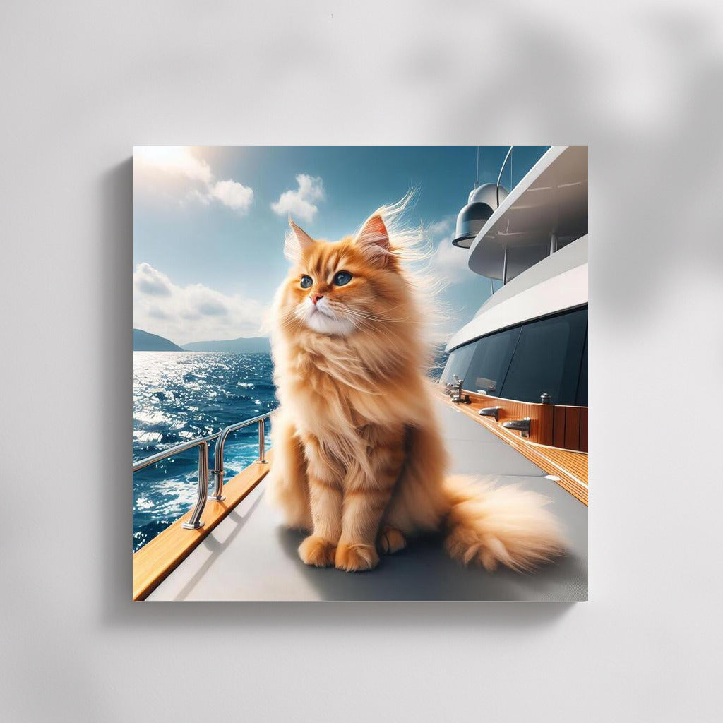 Elegant Cat on a Luxury Yacht: Sophisticated Charm and Freedom