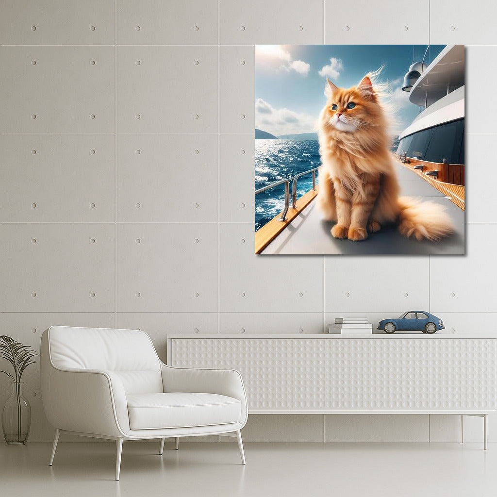 Elegant Cat on a Luxury Yacht: Sophisticated Charm and Freedom