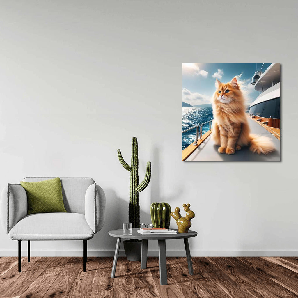 Elegant Cat on a Luxury Yacht: Sophisticated Charm and Freedom
