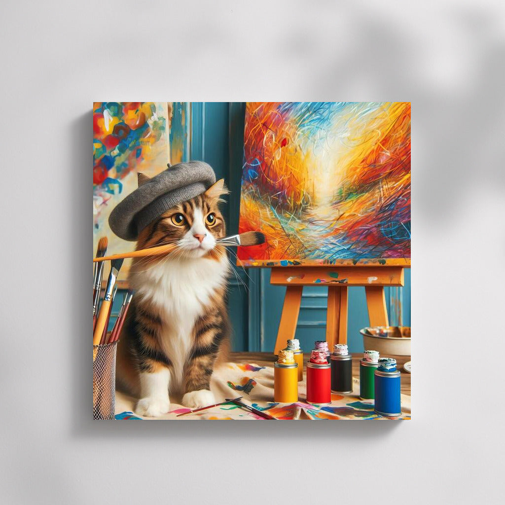 Creative Cat in the Studio: A Bright Explosion of Inspiration