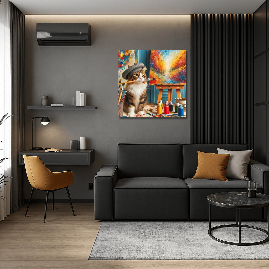 Creative Cat in the Studio: A Bright Explosion of Inspiration