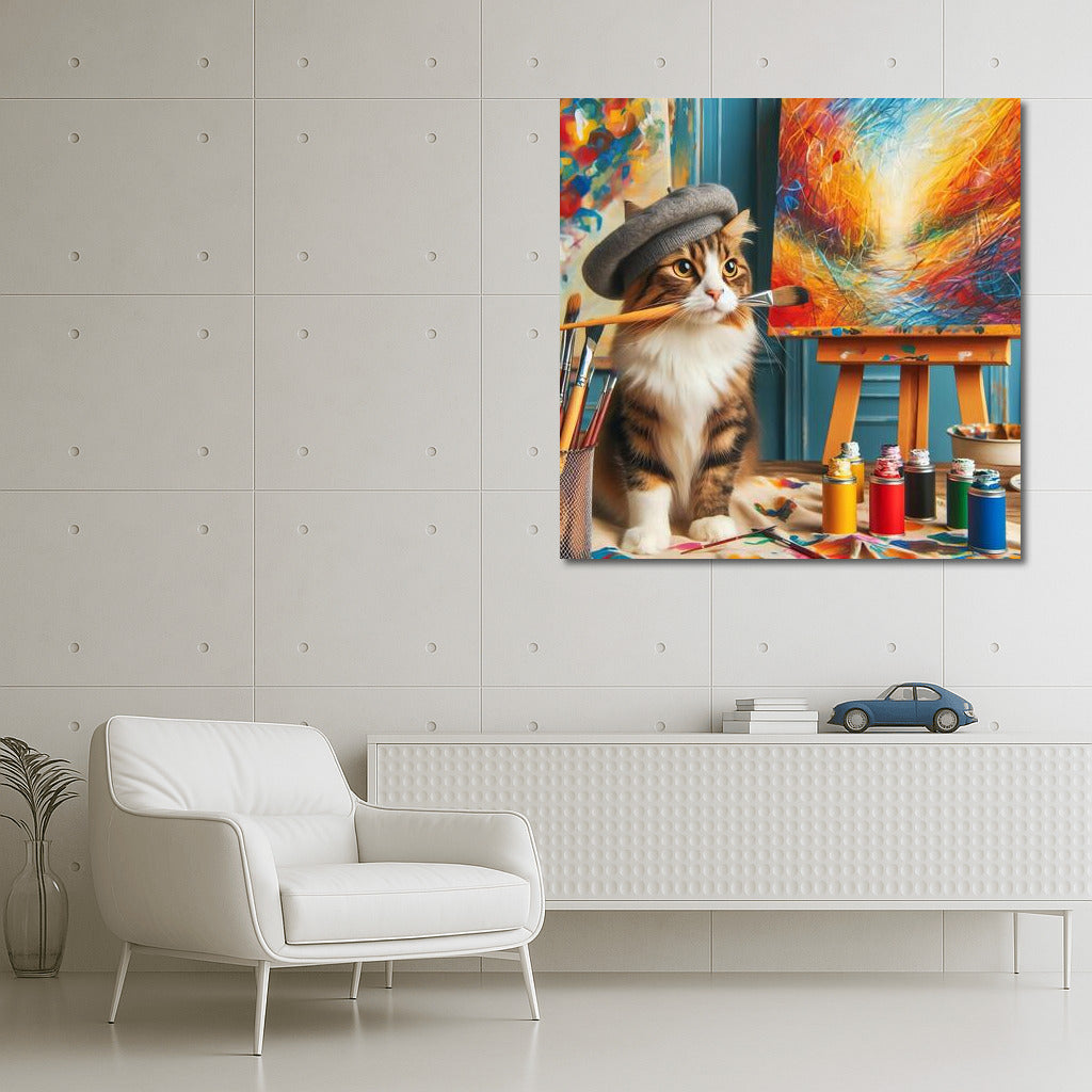 Creative Cat in the Studio: A Bright Explosion of Inspiration