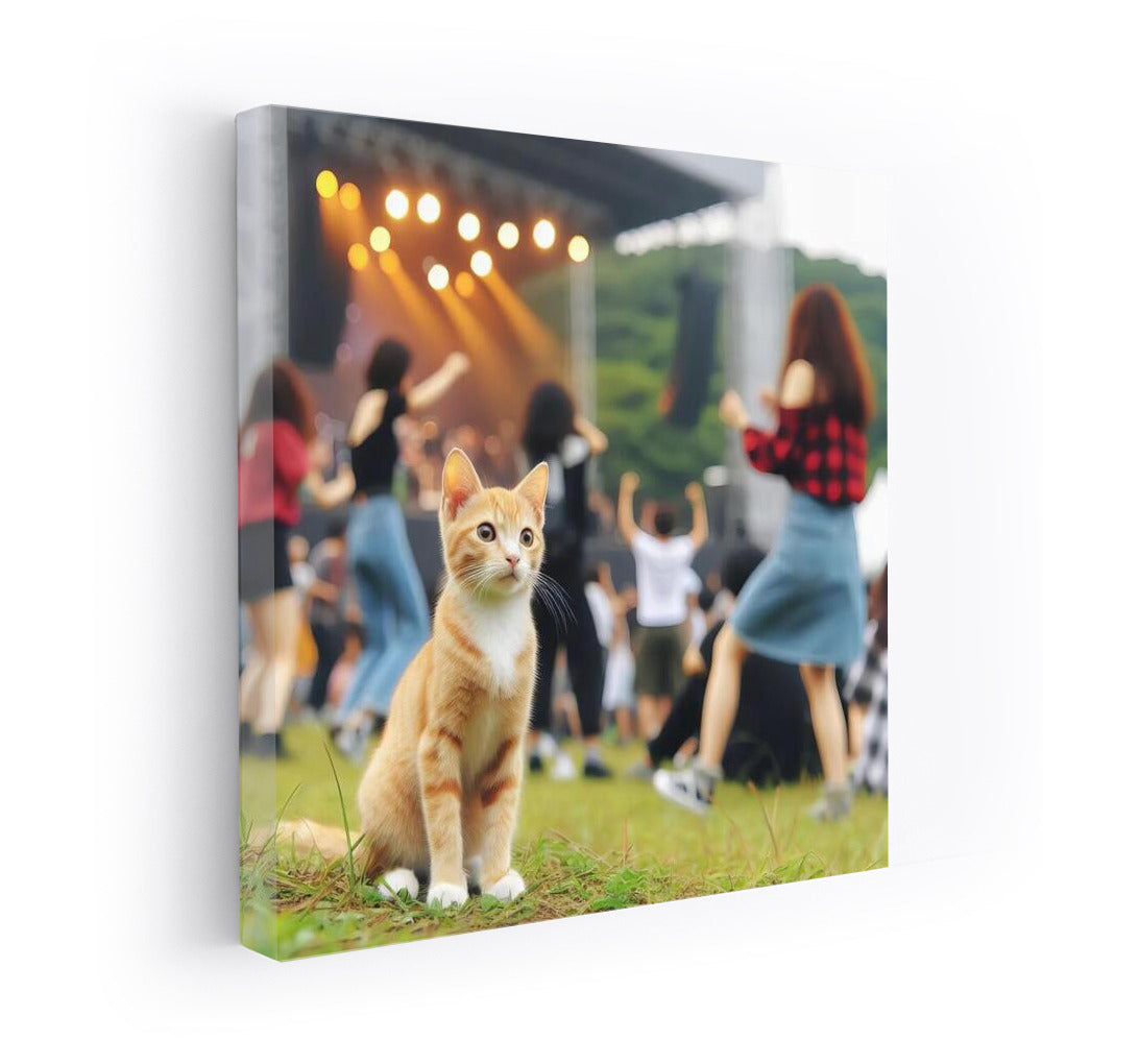 Cat at an Open Air Concert: Live Music and Vivid Emotions