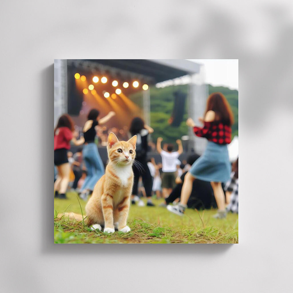 Cat at an Open Air Concert: Live Music and Vivid Emotions