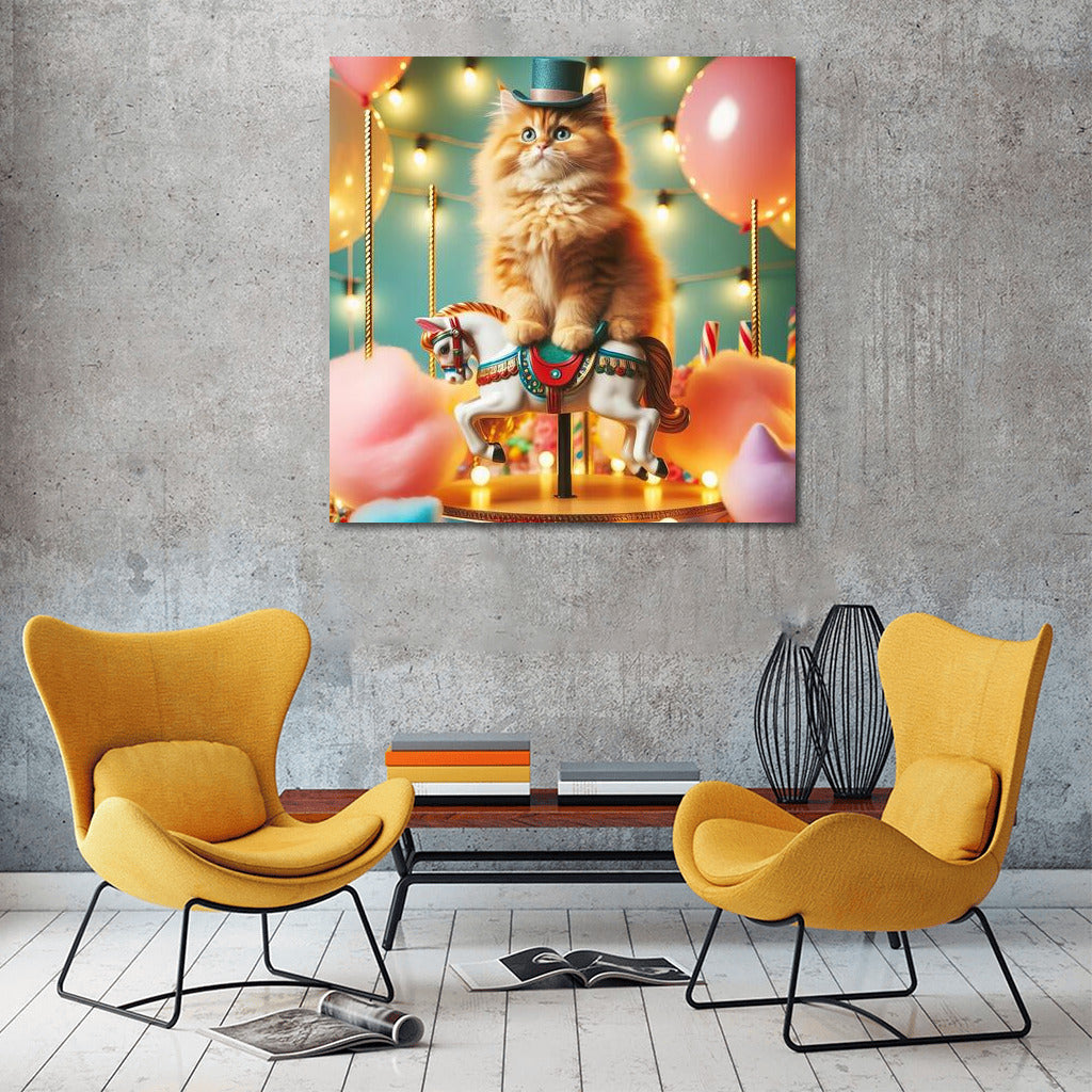 Carnival Cat in a Top Hat: Magic and Playfulness on Your Wall