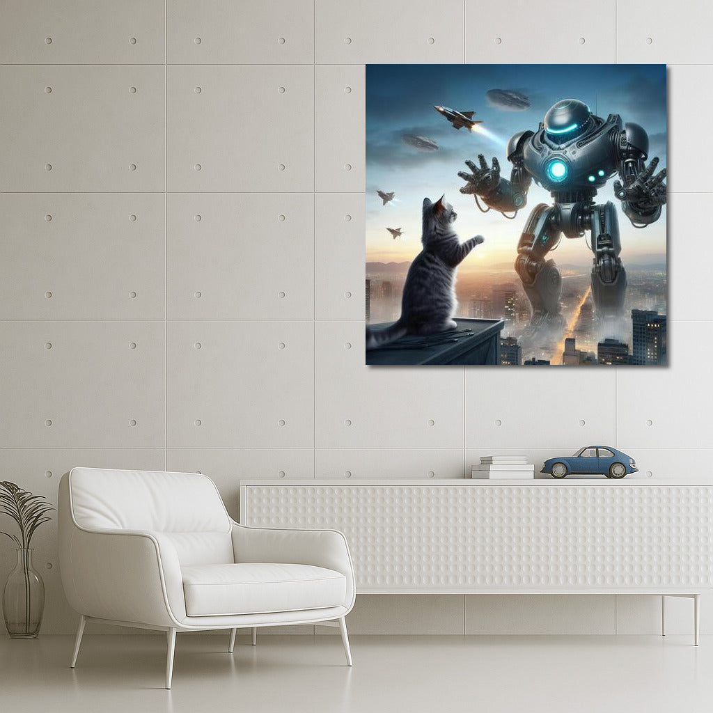 Hero Cat in a Giant Robot: City Defender from Aliens