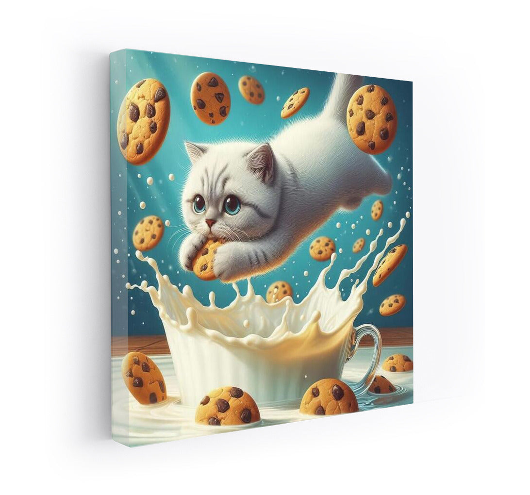 Kitty in the Milky Ocean with Flying Cookies
