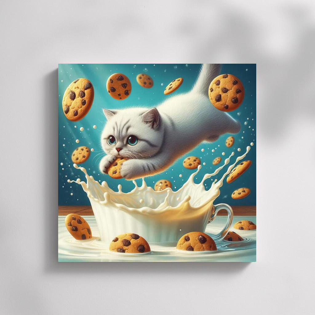 Kitty in the Milky Ocean with Flying Cookies