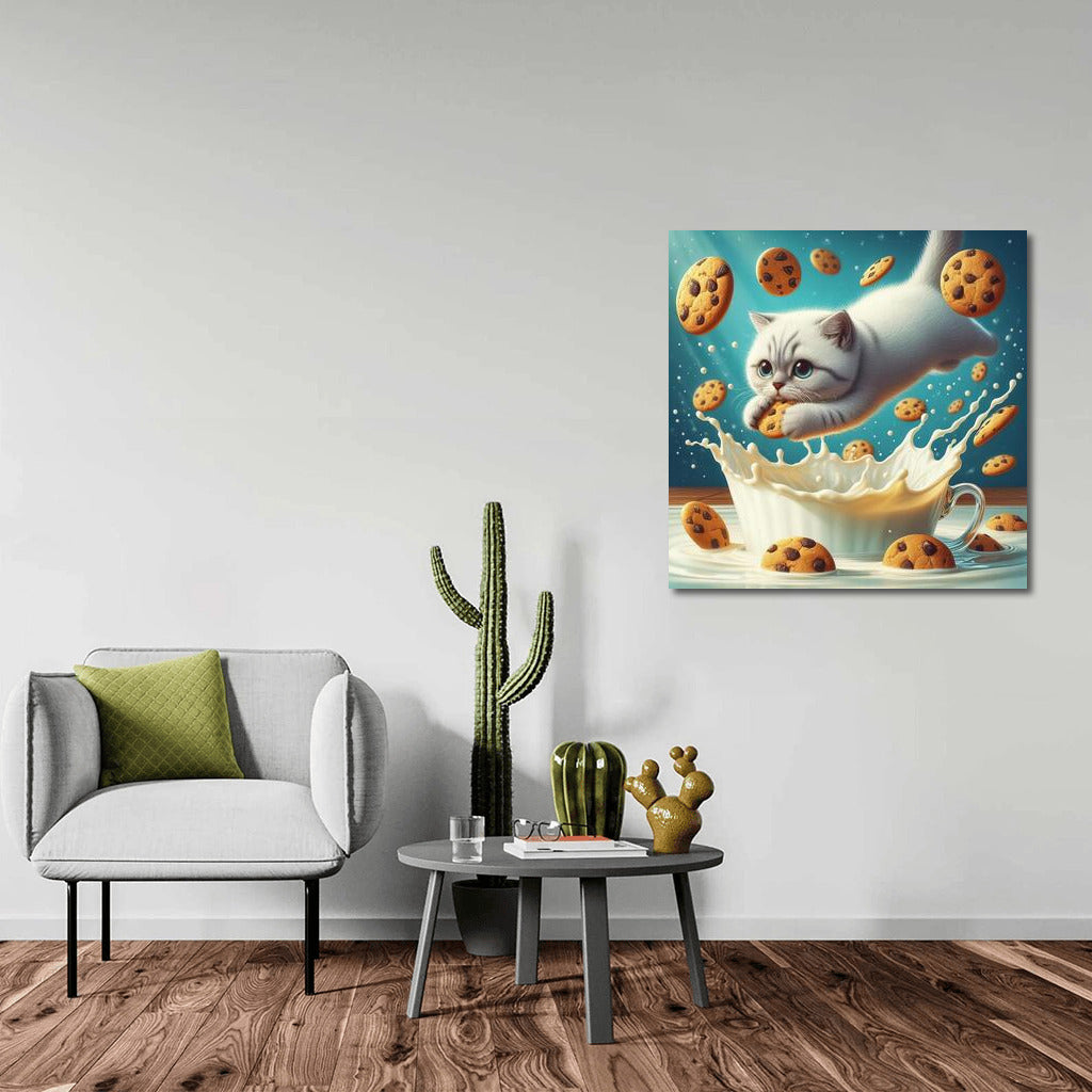 Kitty in the Milky Ocean with Flying Cookies
