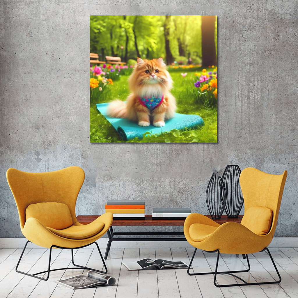 Yoga Cat in the Park: Harmony and Comfort for Your Home