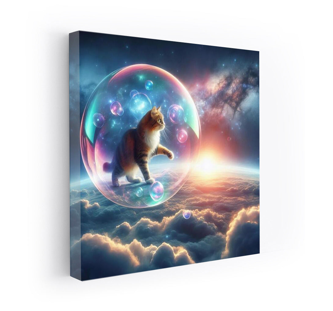 Space Journey of the Cat in a Soap Bubble
