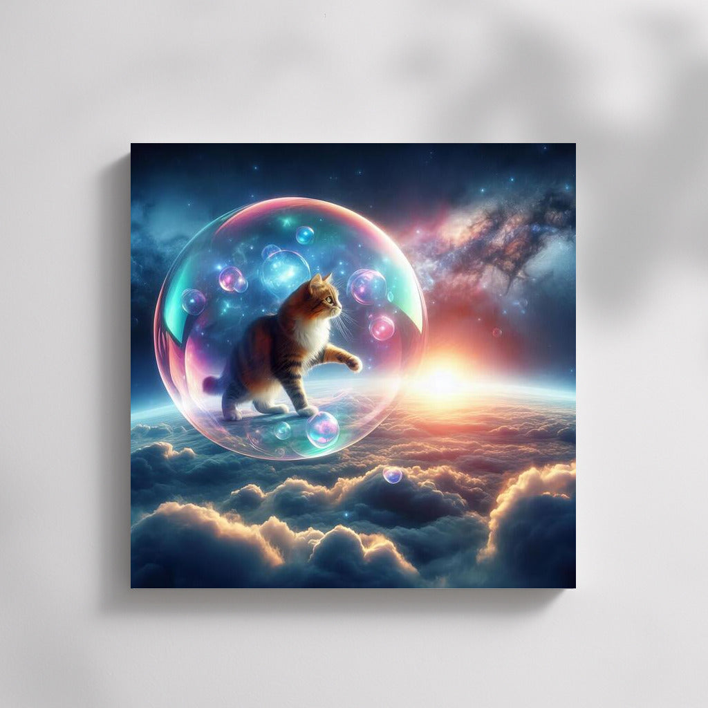 Space Journey of the Cat in a Soap Bubble