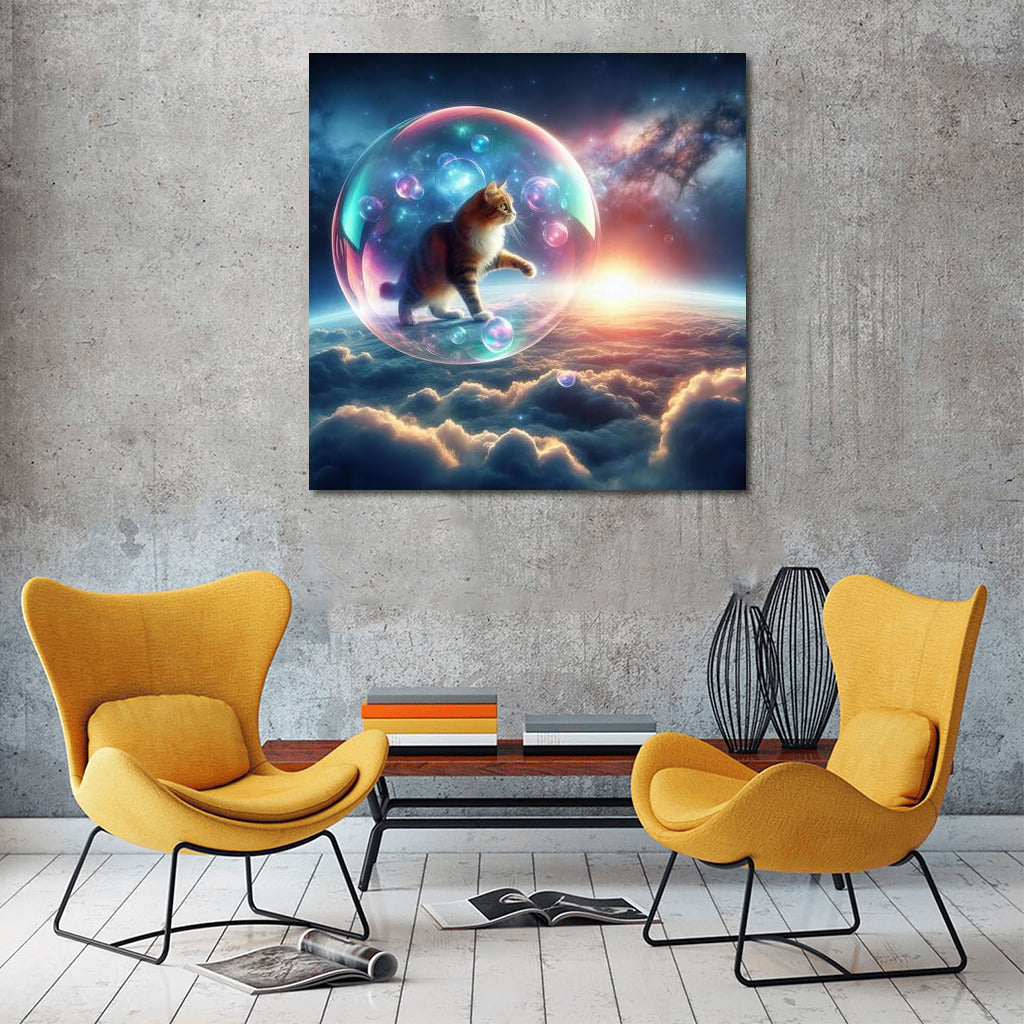Space Journey of the Cat in a Soap Bubble