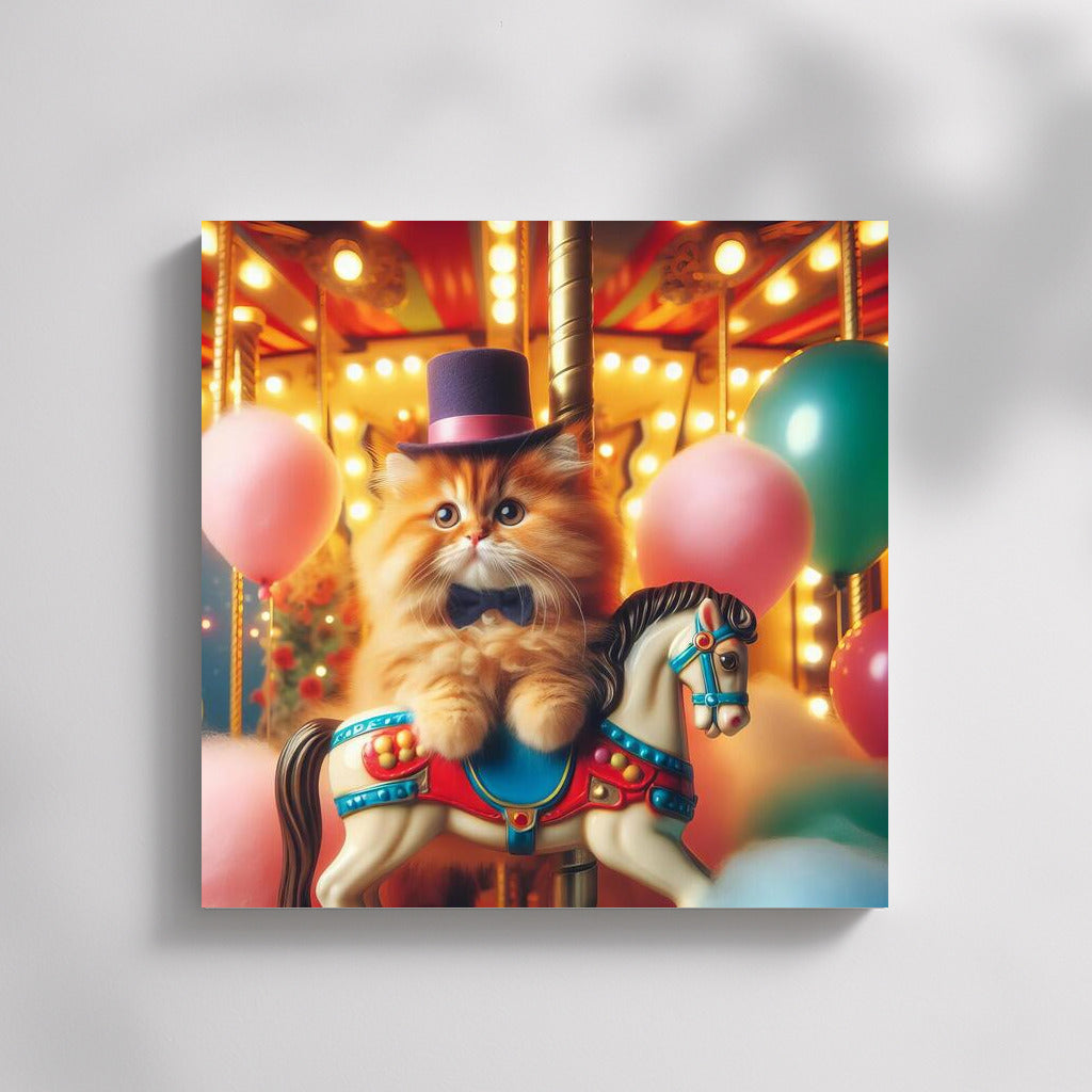 Carnival Cat in a Top Hat on the Carousel – Magic in Your Home