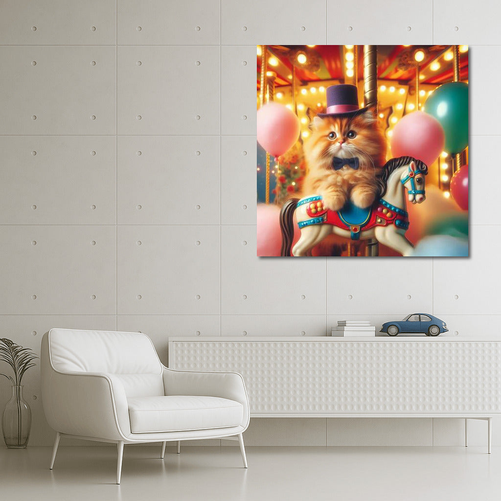 Carnival Cat in a Top Hat on the Carousel – Magic in Your Home