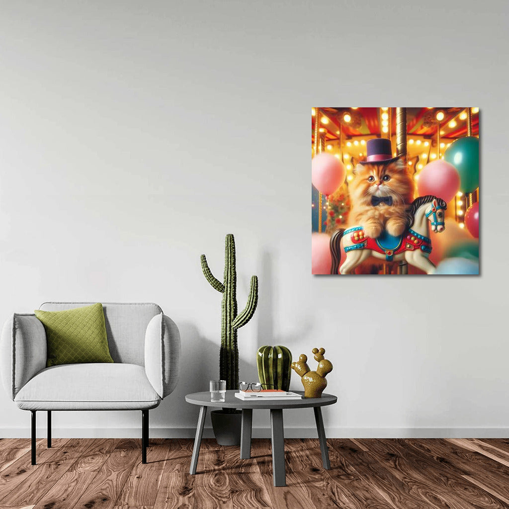 Carnival Cat in a Top Hat on the Carousel – Magic in Your Home