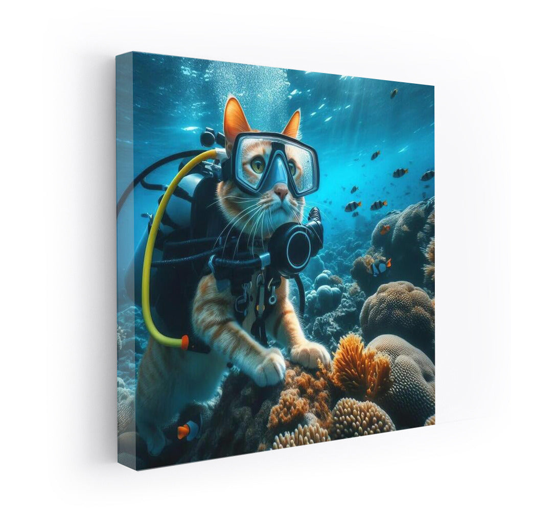 Underwater Adventures: Masked Cat Explores the Secrets of the Ocean