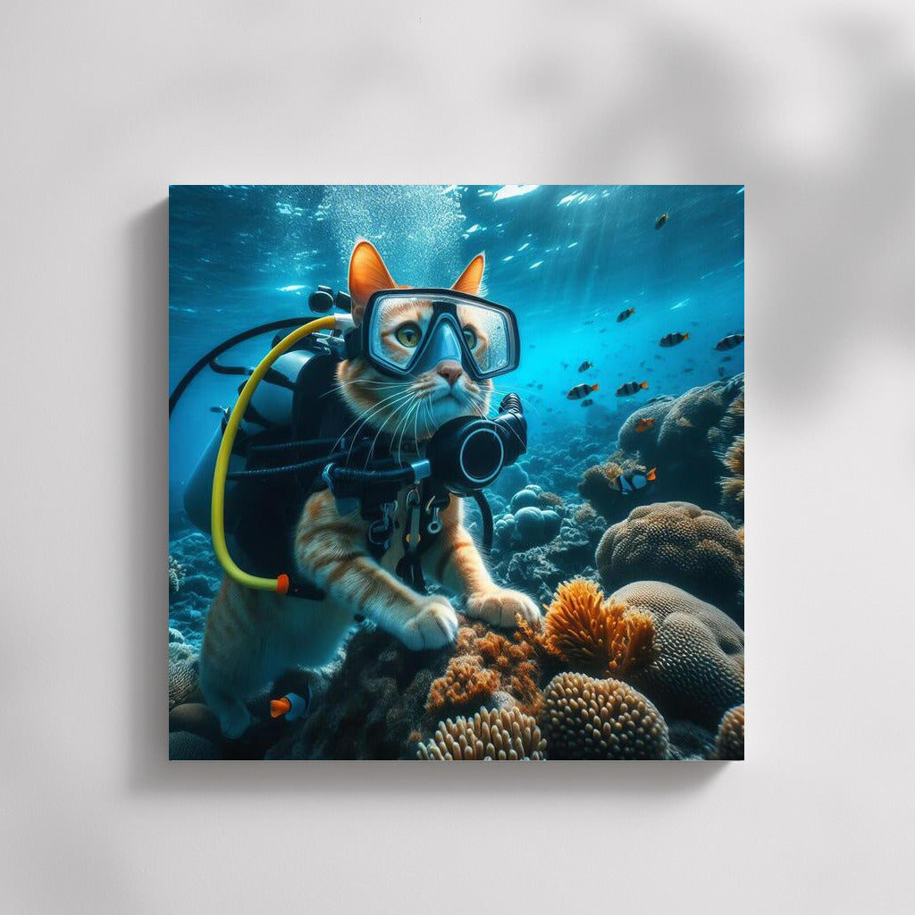 Underwater Adventures: Masked Cat Explores the Secrets of the Ocean