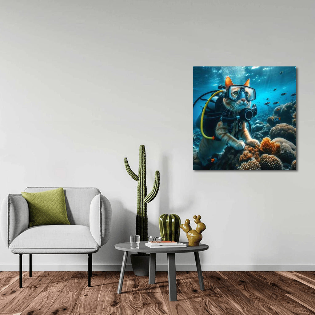 Underwater Adventures: Masked Cat Explores the Secrets of the Ocean
