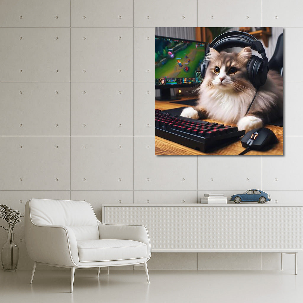 Cyber Cat: Gamer at Peak Emotions