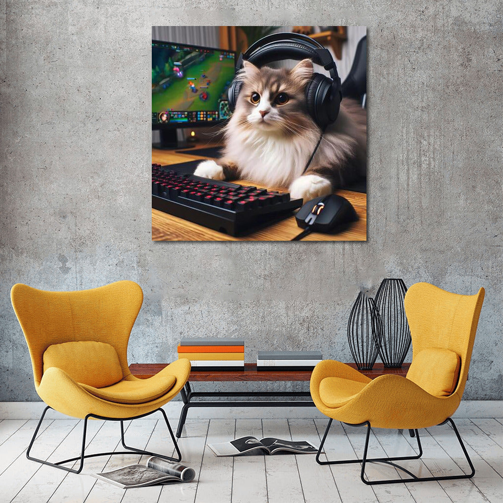 Cyber Cat: Gamer at Peak Emotions