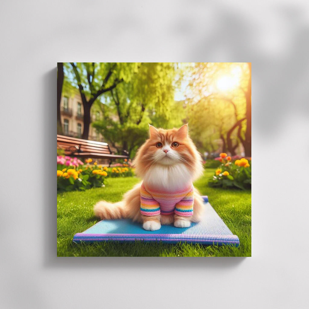 Yoga Cat in the Park: Harmony and Comfort for the Interior