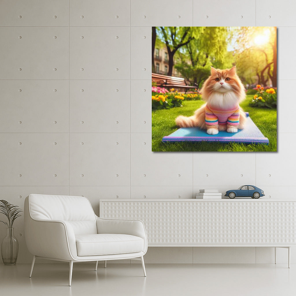 Yoga Cat in the Park: Harmony and Comfort for the Interior
