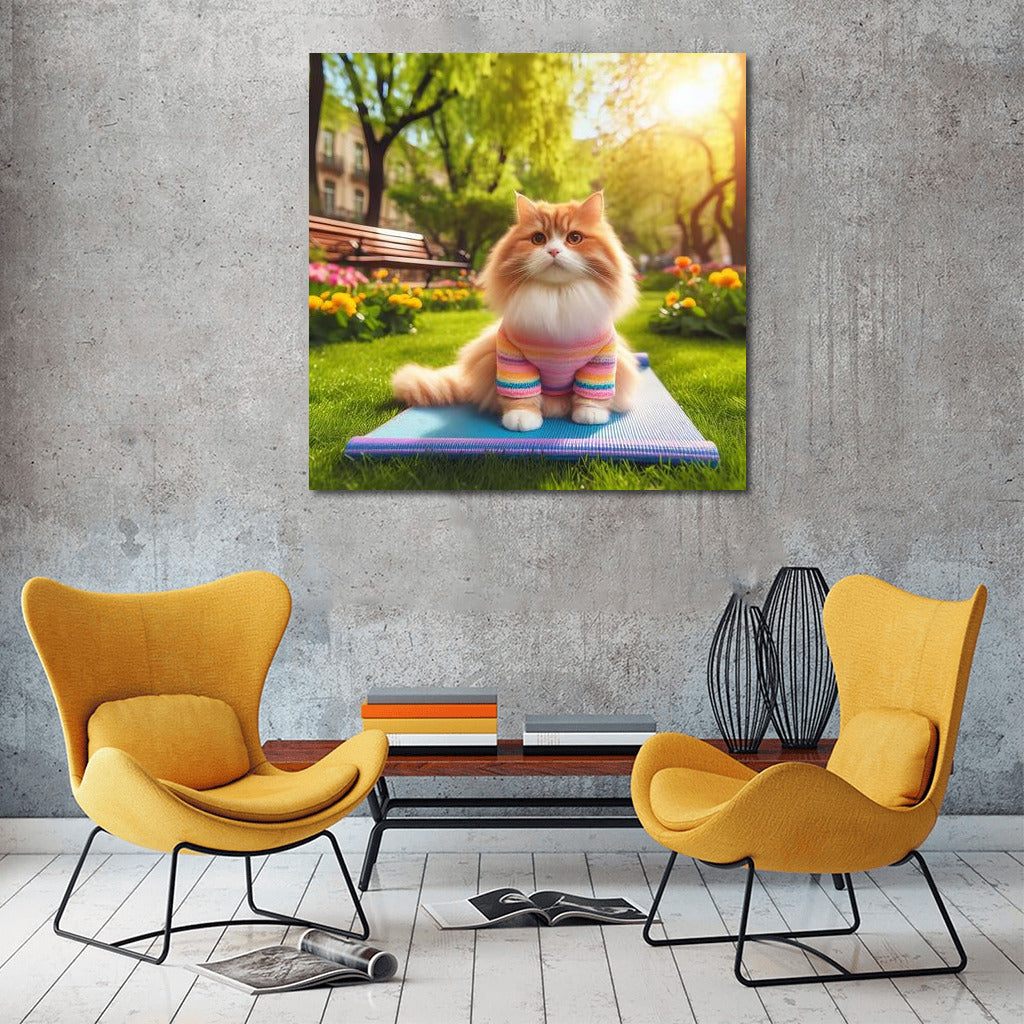 Yoga Cat in the Park: Harmony and Comfort for the Interior