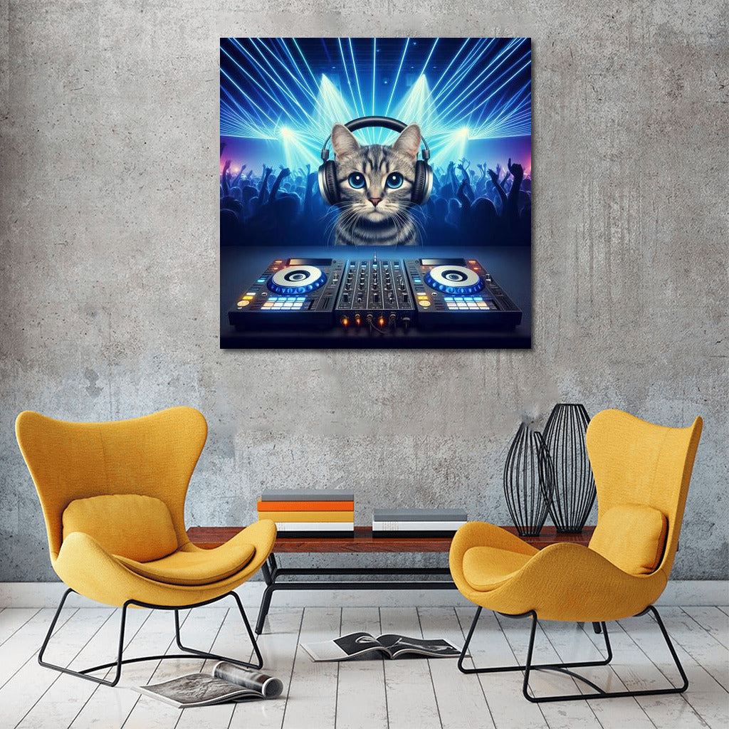 Cat DJ at the Party: Musical Magic for Your Walls