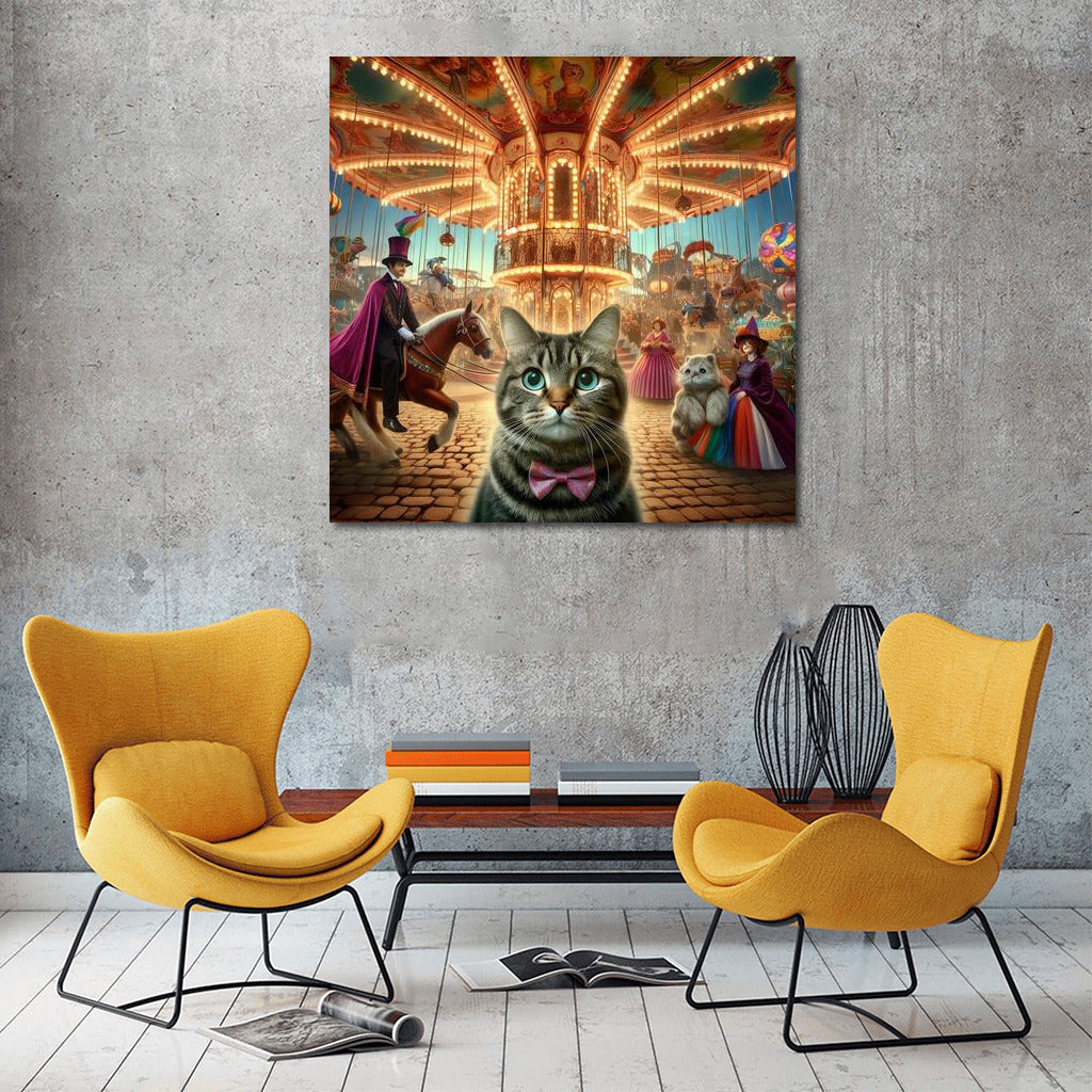 Mysterious Cat at the Carnival of Wonders: Bright Lights and Magic