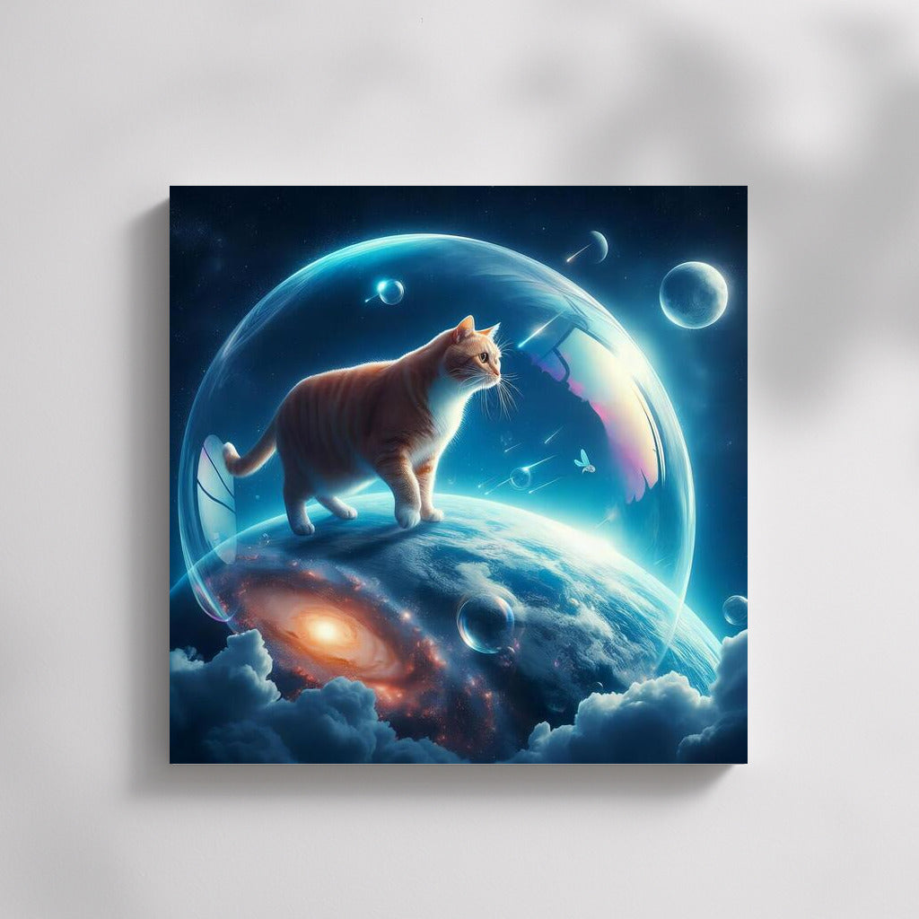Space Journey of the Cat in a Soap Bubble