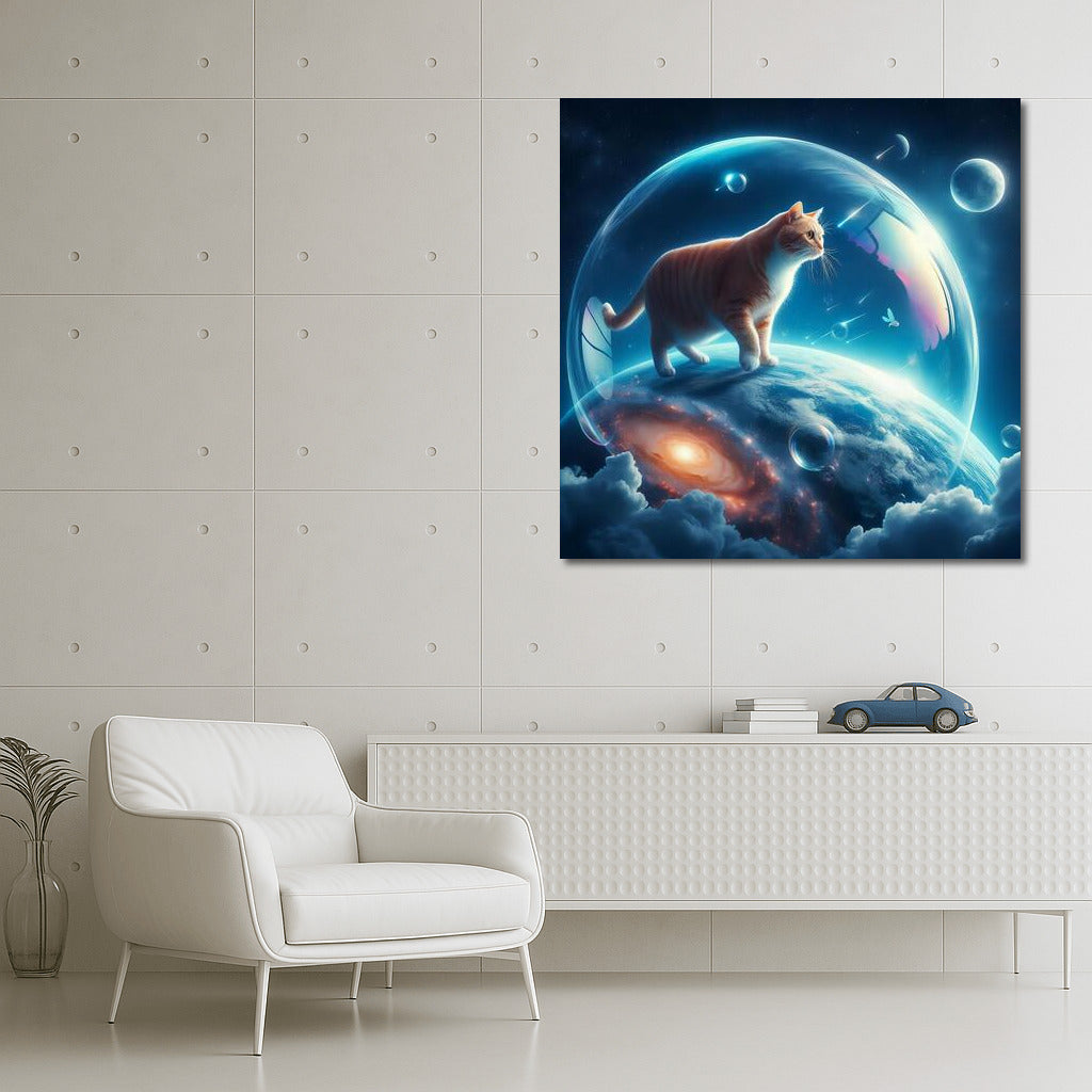Space Journey of the Cat in a Soap Bubble