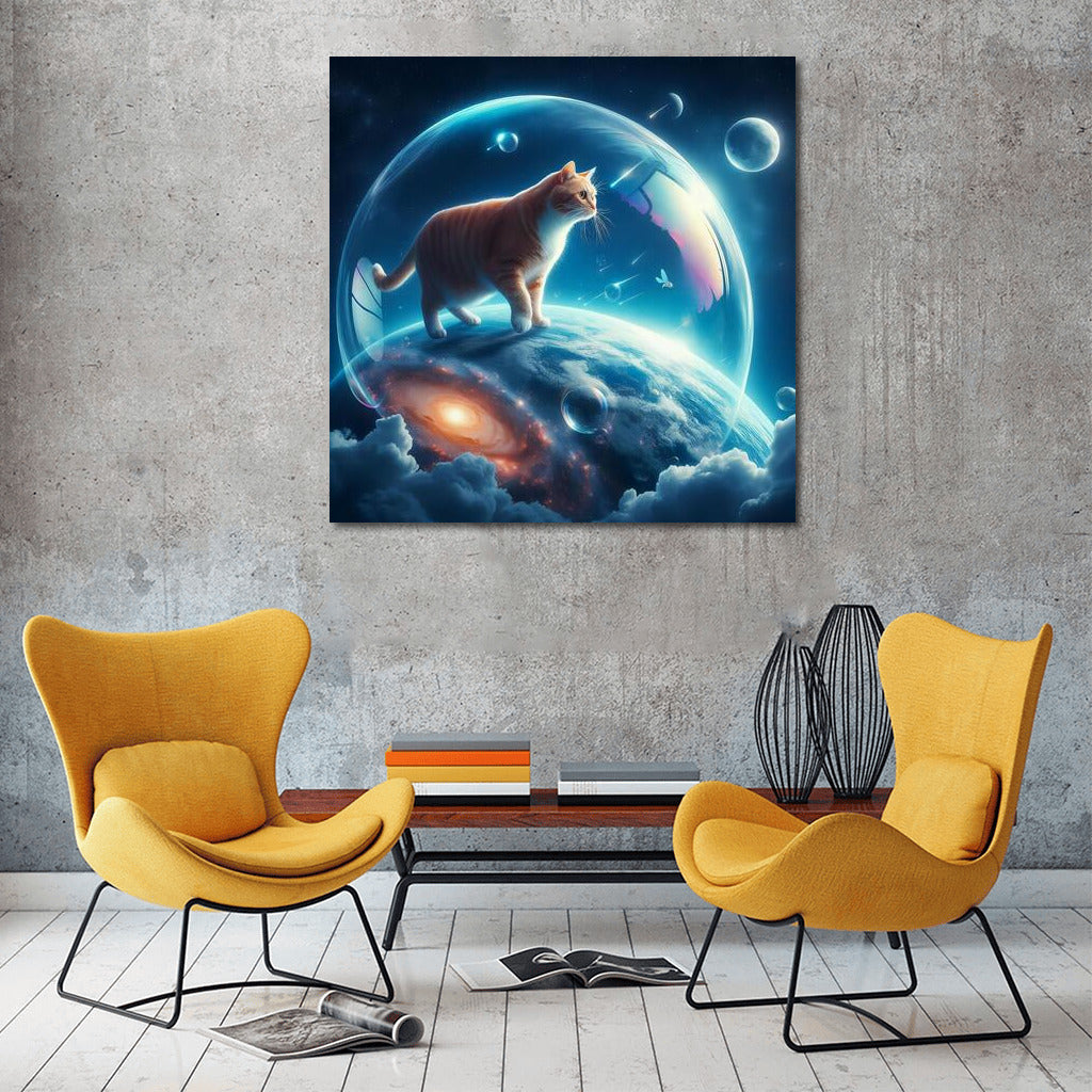 Space Journey of the Cat in a Soap Bubble