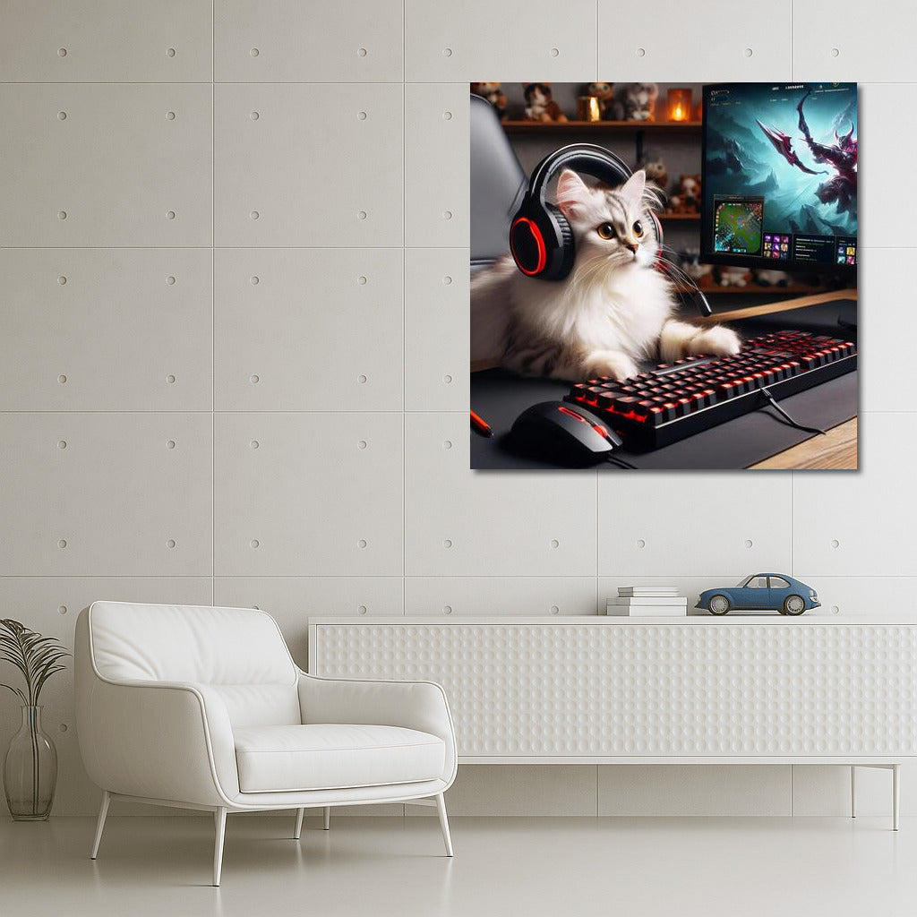 Gamer Cat with Headphones: Furry Esports Champion