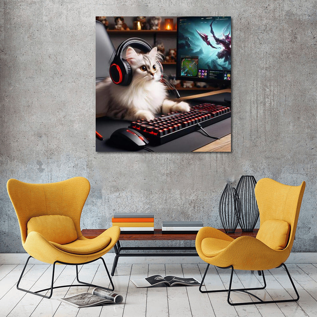 Gamer Cat with Headphones: Furry Esports Champion