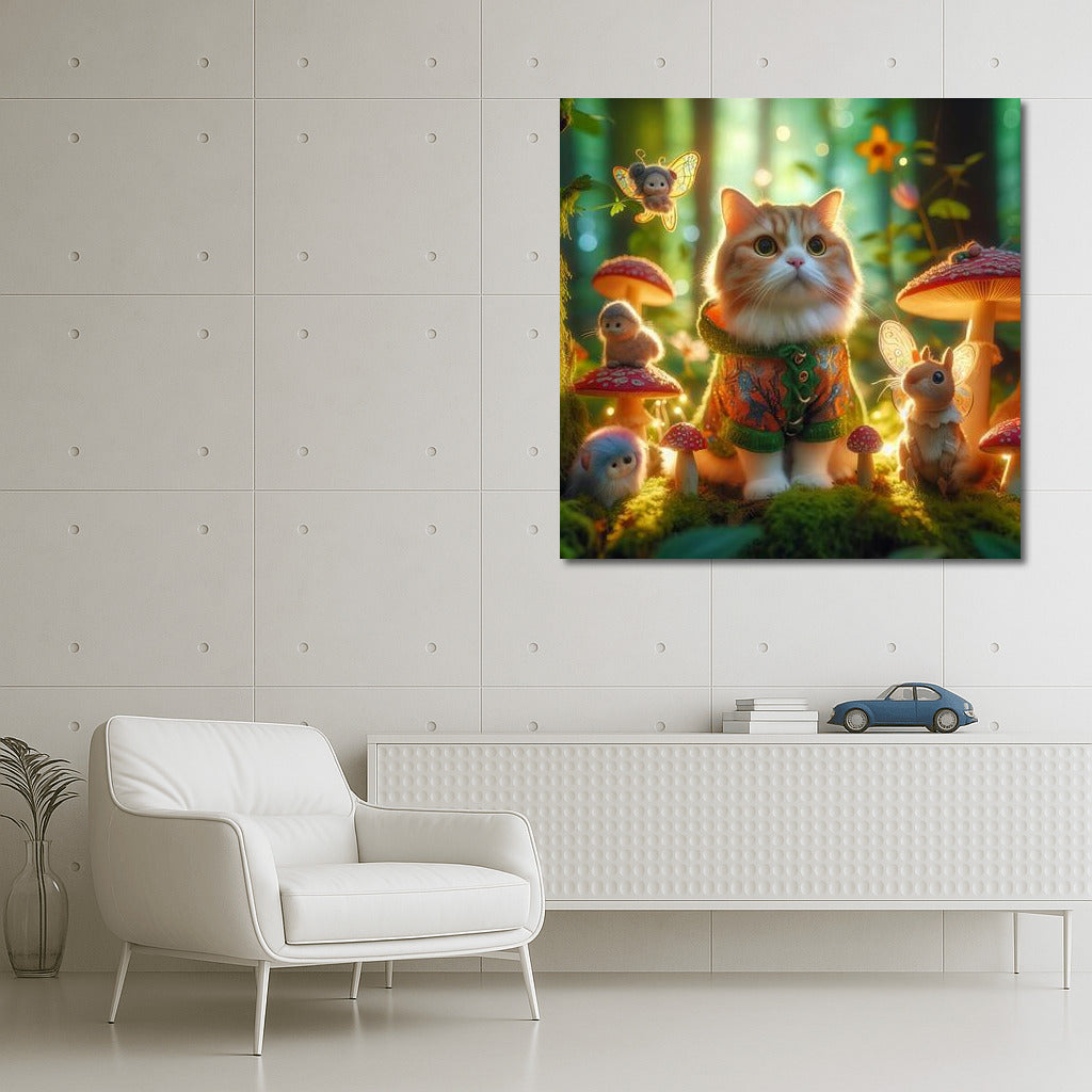 Magic Cat in the Fairytale Forest: Fairies and Mushrooms