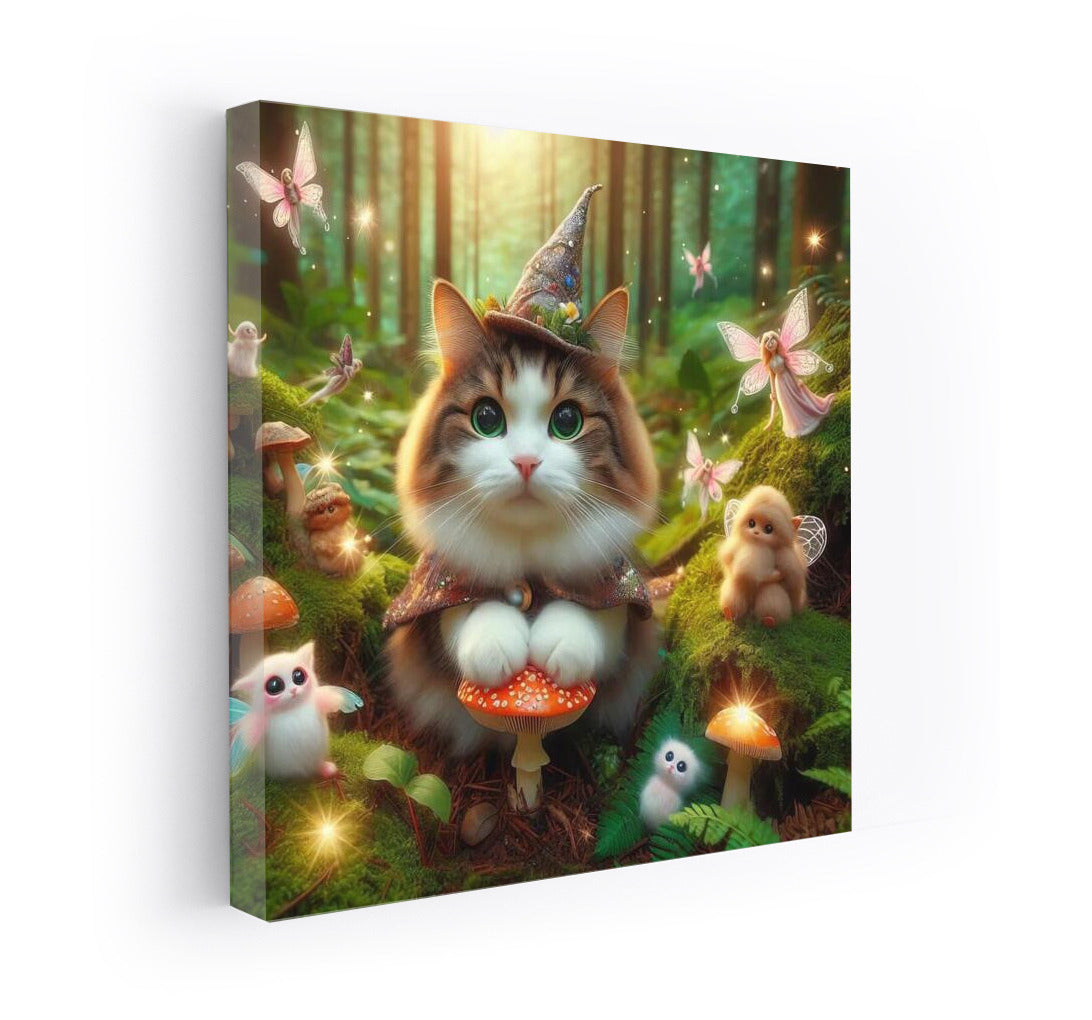 Magic Cat in the Fairytale Forest: Fairies and Mushrooms