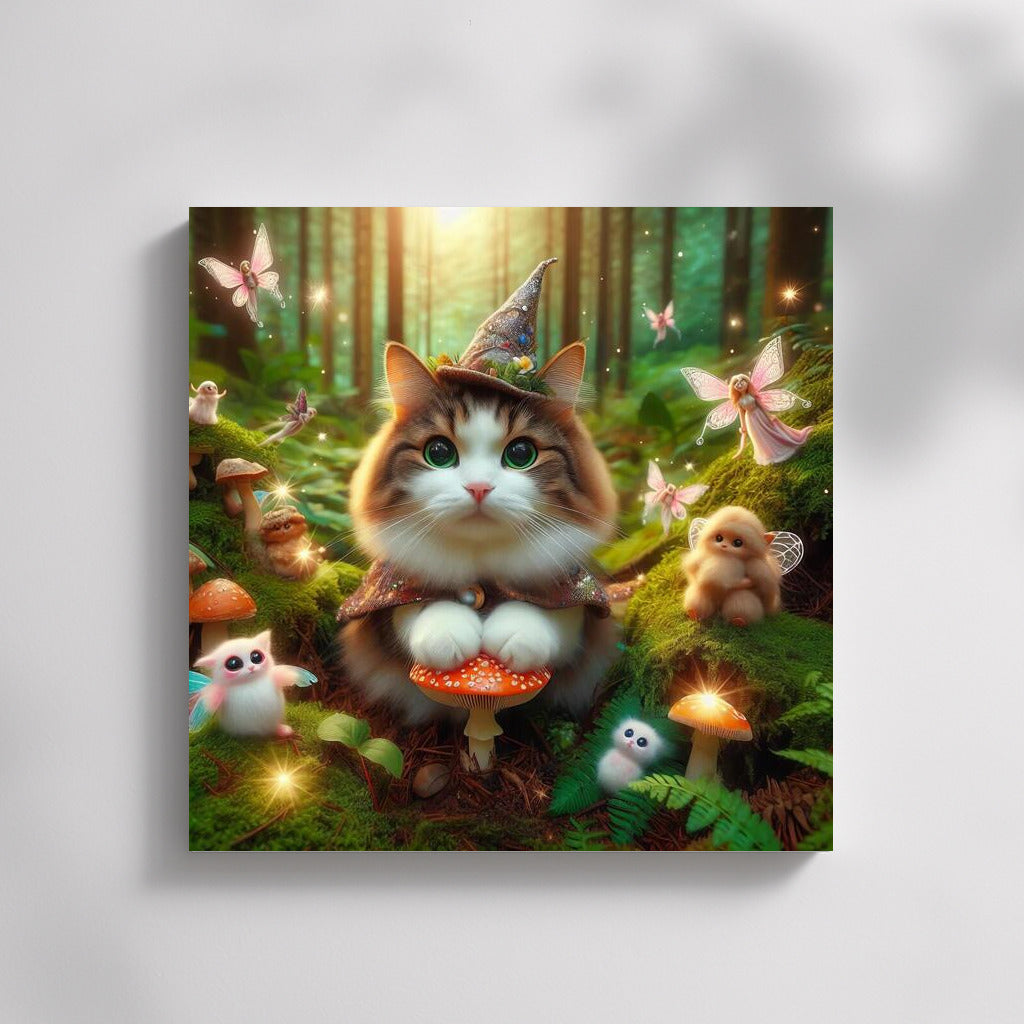 Magic Cat in the Fairytale Forest: Fairies and Mushrooms