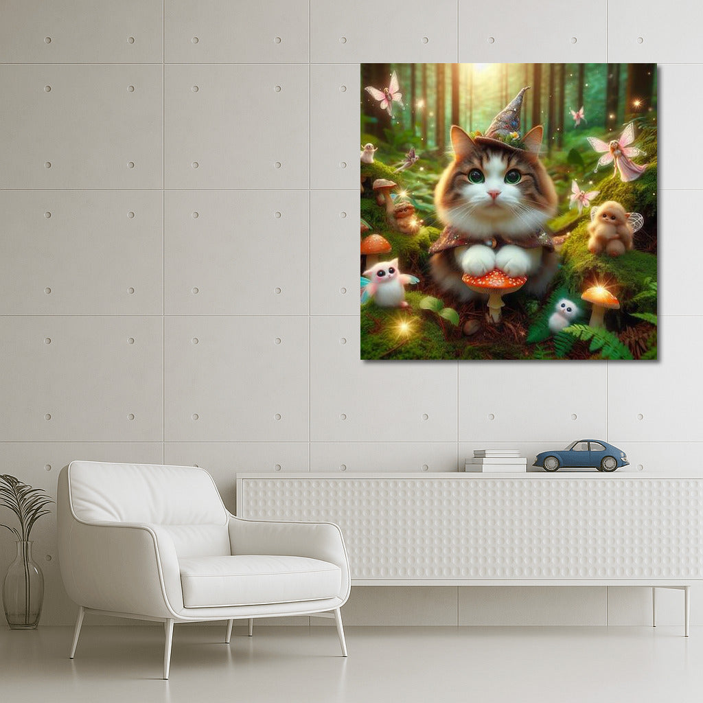 Magic Cat in the Fairytale Forest: Fairies and Mushrooms