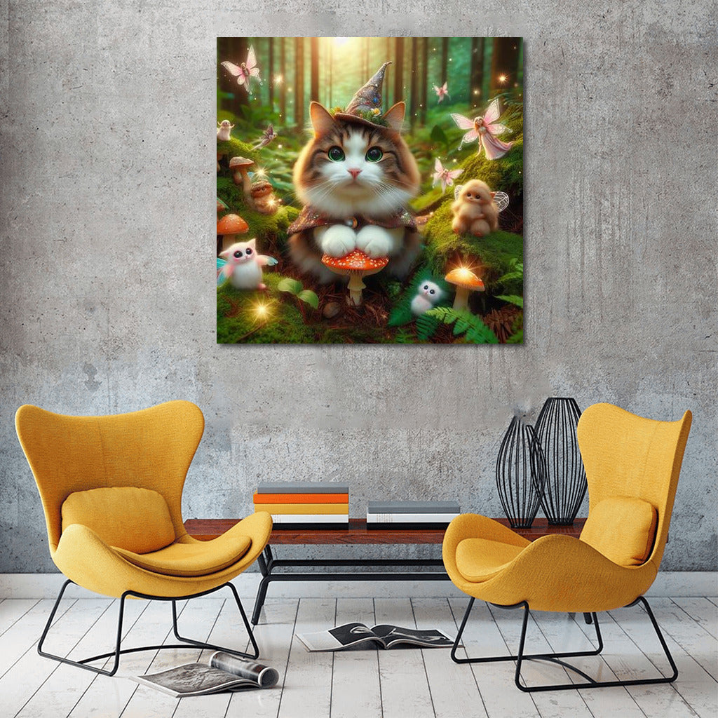 Magic Cat in the Fairytale Forest: Fairies and Mushrooms