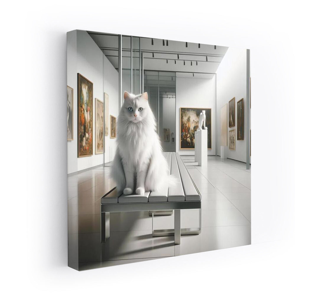 Cat-curator in a modern museum: mysterious grace among masterpieces