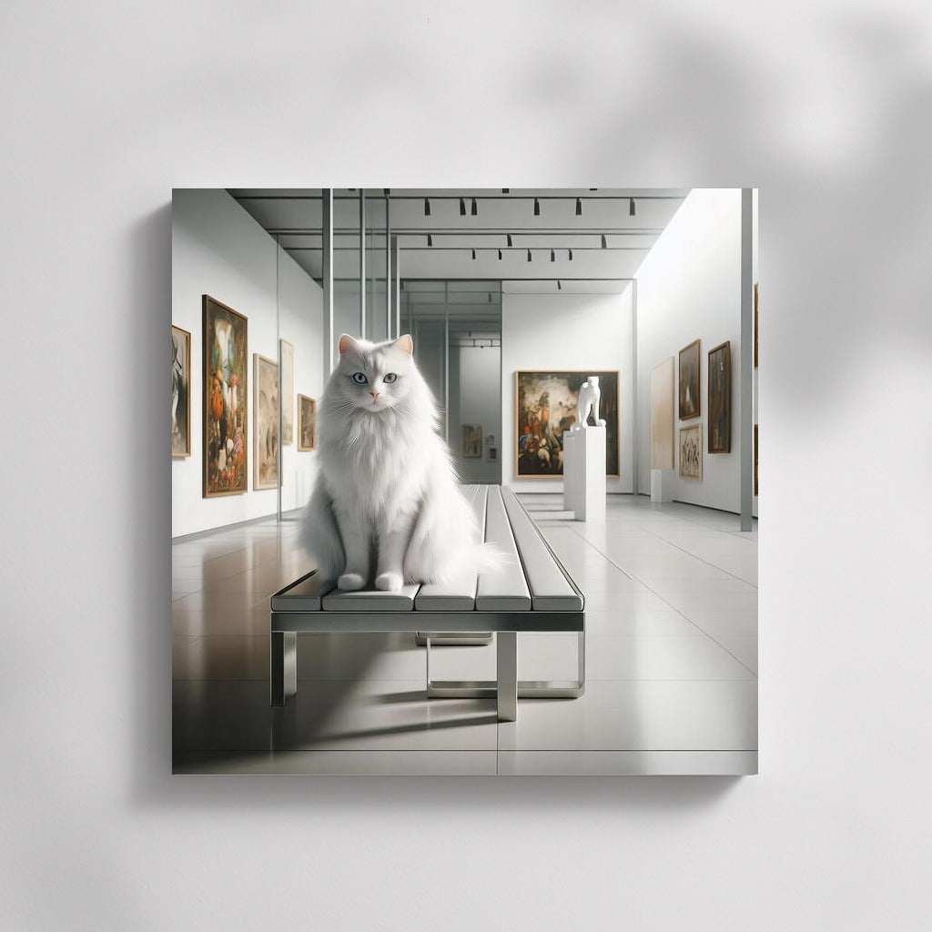 Cat-curator in a modern museum: mysterious grace among masterpieces