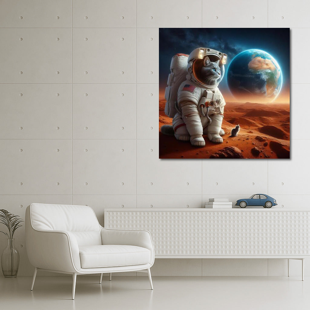 Space Cat in a Spacesuit on Mars: A Look at Earth