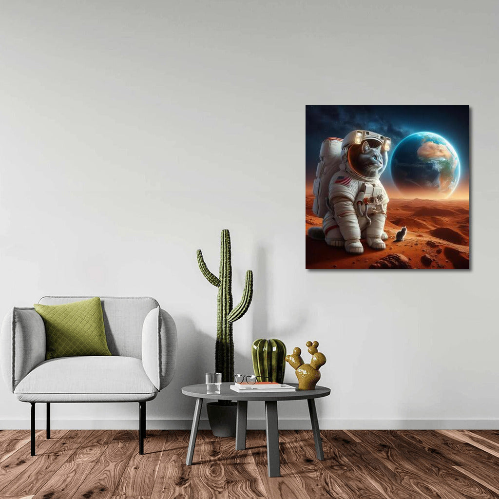 Space Cat in a Spacesuit on Mars: A Look at Earth