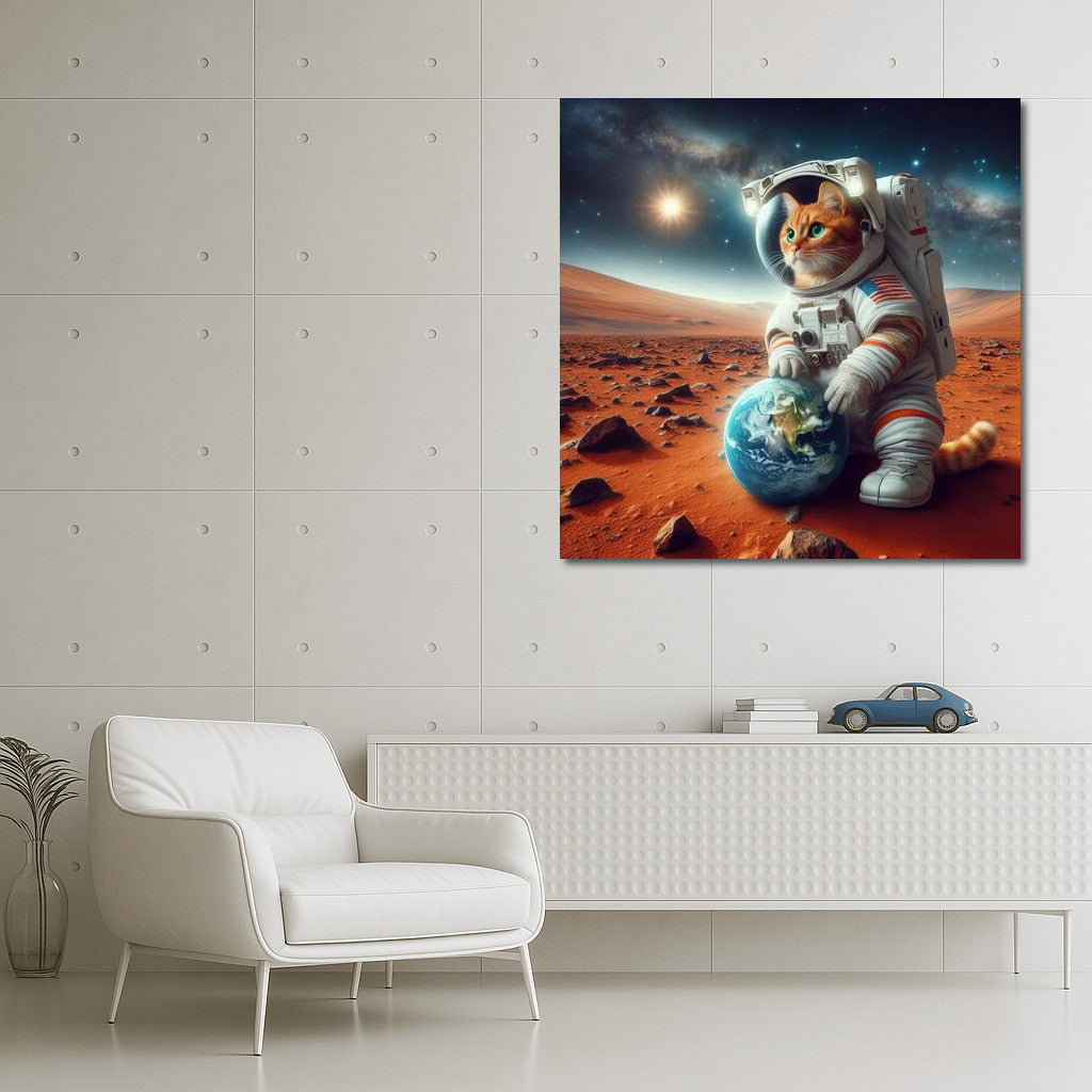 Space Cat in a Spacesuit on Mars: A Look at Earth