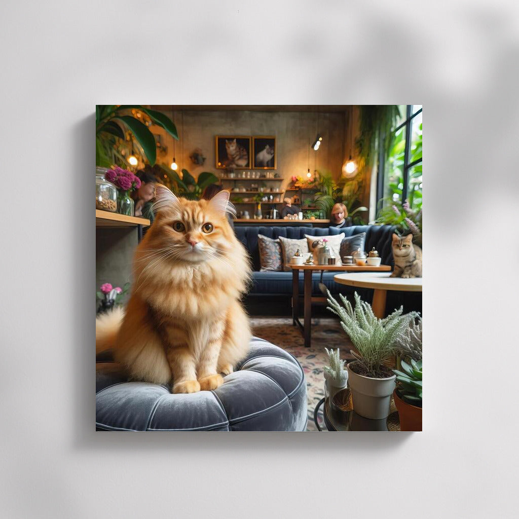Fluffy Barista: Cat in Stylish Cafe