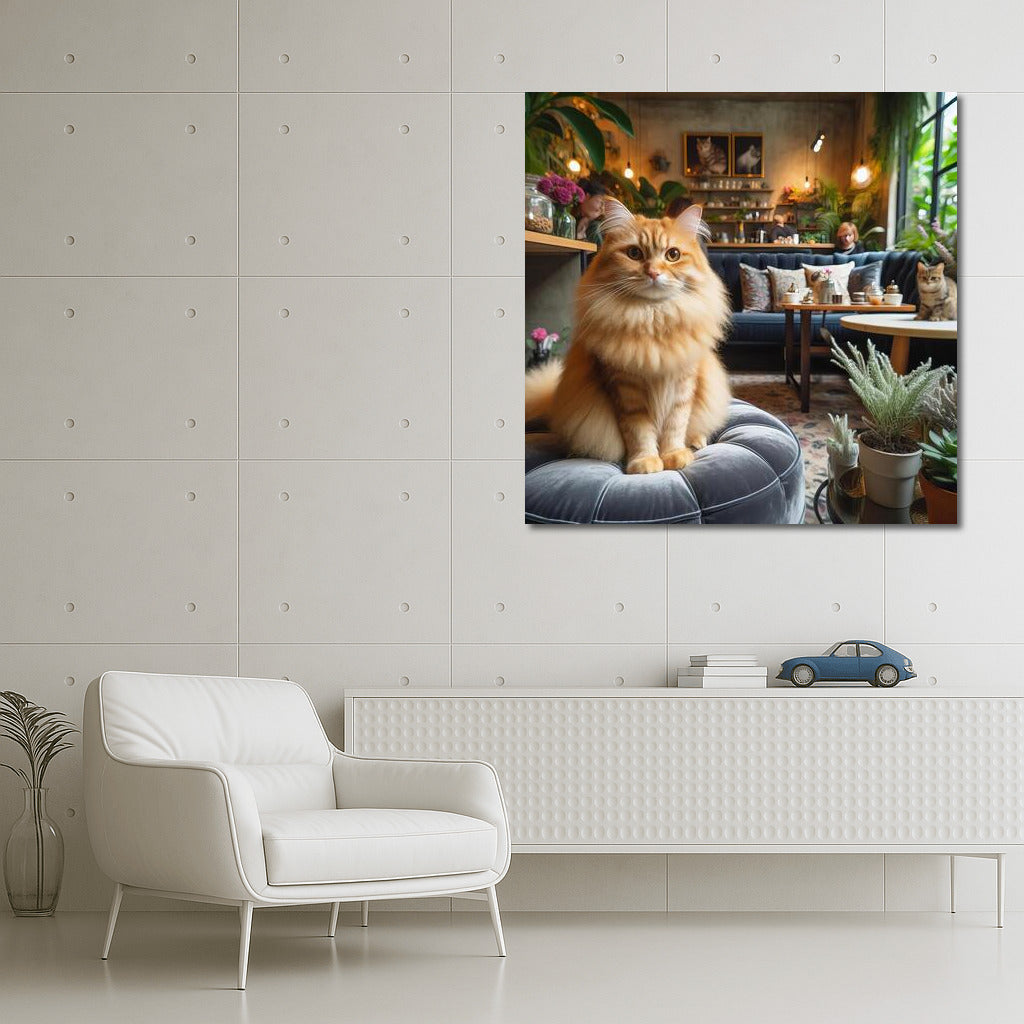 Fluffy Barista: Cat in Stylish Cafe