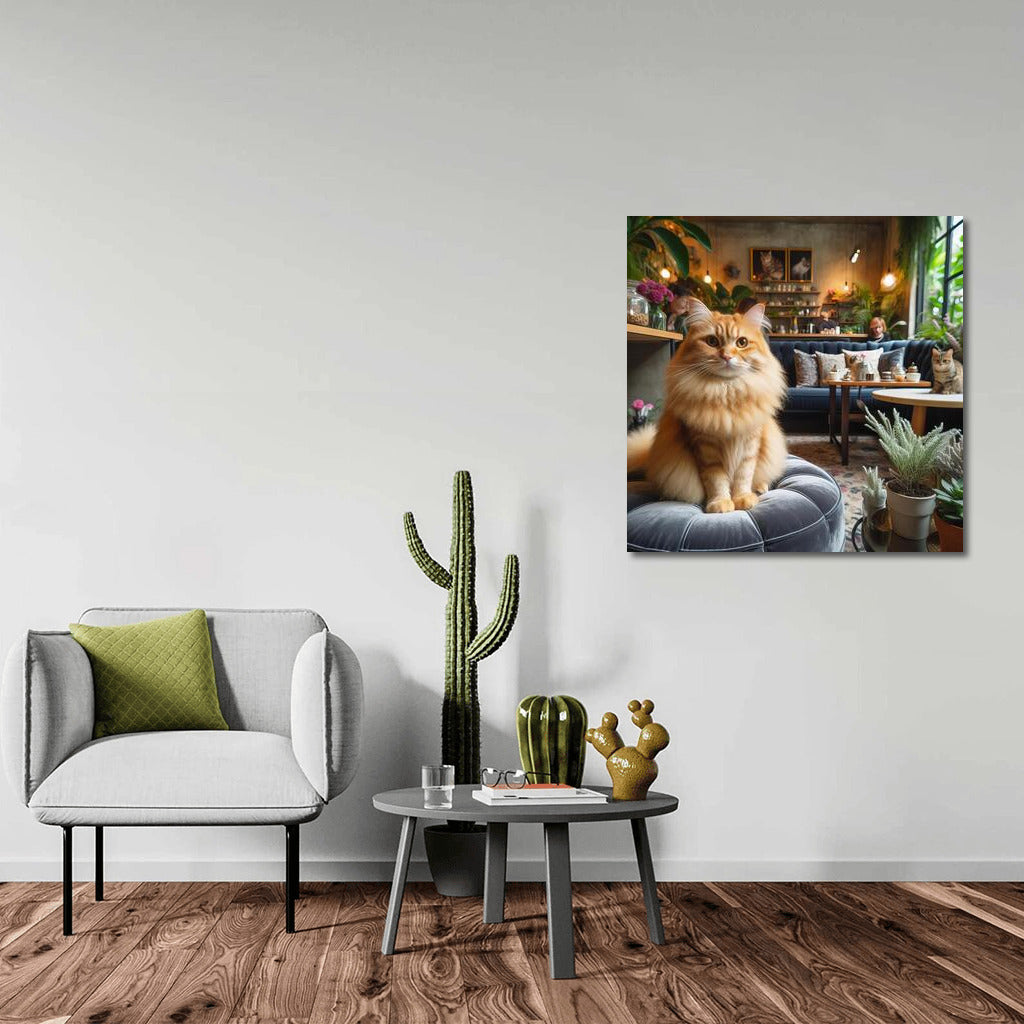 Fluffy Barista: Cat in Stylish Cafe