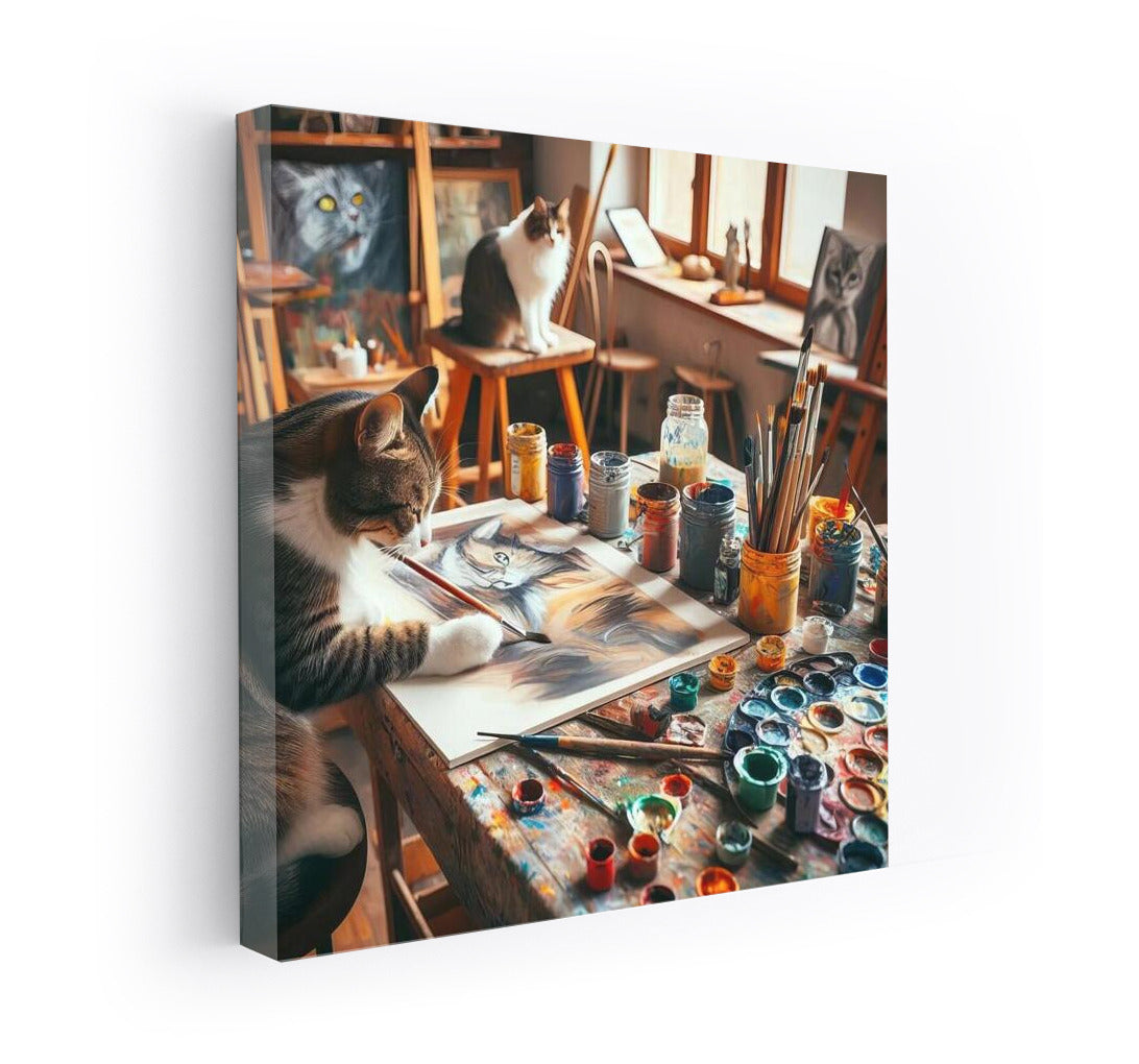 Cat-artist in the studio: The magic of the brush and inspiration