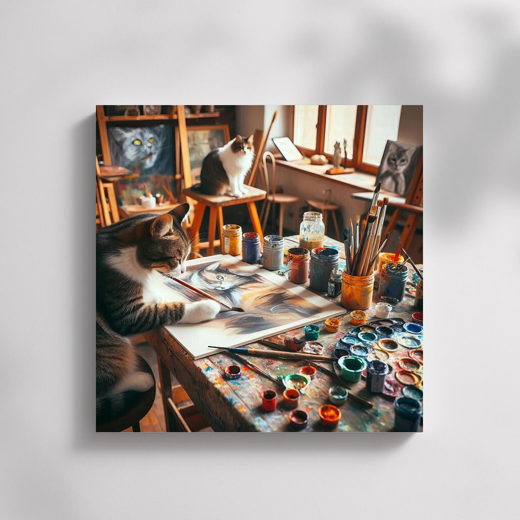Cat-artist in the studio: The magic of the brush and inspiration
